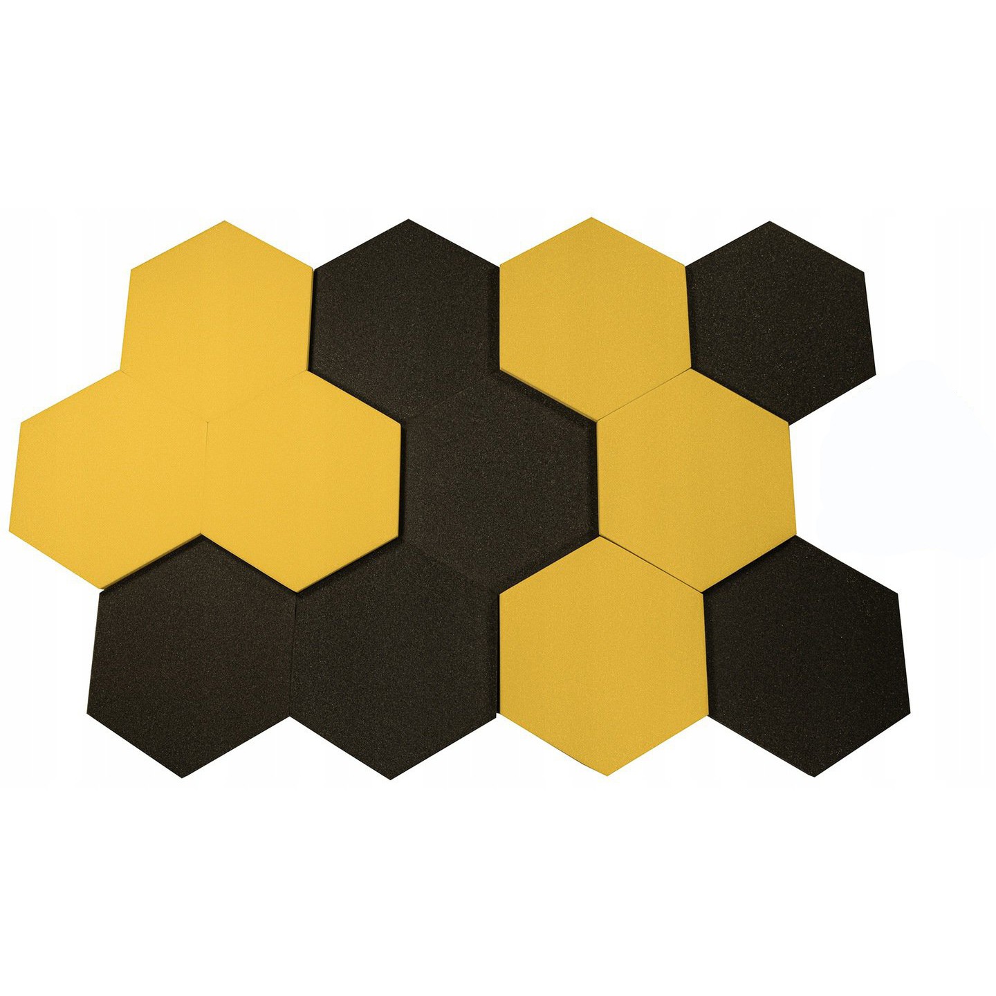Akusztikus panel Hatszögletű sárga 50x50cmx5cm önkioltó nem gyúlékony hab omegamix.hu