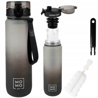 Sport vizes palack fogantyúval MomoWay ombre szürke és fekete 1000ml