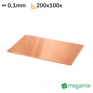 Rézlemez 200x100x0,1 mm