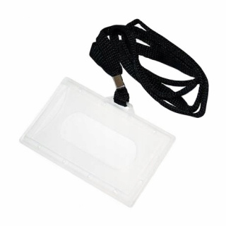 Borító műanyag kártyákhoz, névjegykártyákhoz, névtáblákhoz zsinóron 9x6cm