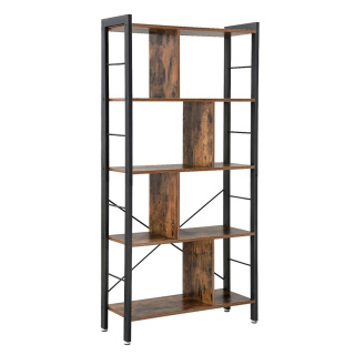 Könyvespolc 74x30x154cm rusztikus barna fa fém