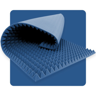 Akusztikus panel hab Piramis 200×100 cm 7 cm kék