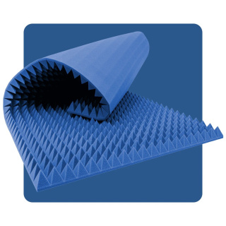 Akusztikus panel hab Piráms 200×100 cm 8 cm kék