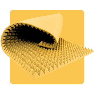 Akusztikus panel hab Piramis 200×100 cm 8 cm sárga