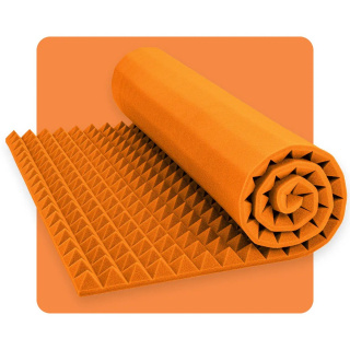 Akusztikus panel hab Piramis 200×100 cm 4 cm narancssárga