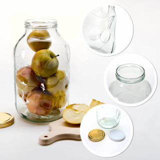 5000 ml-es 17 cm-es üvegedény fedővel