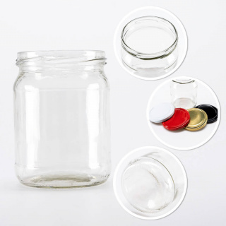 520 ml-es 11 cm-es üvegedény fedővel