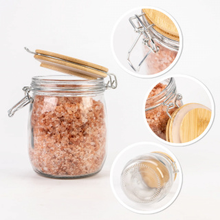 700ml-es 14cm-es üvegedény fa zárófedéllel