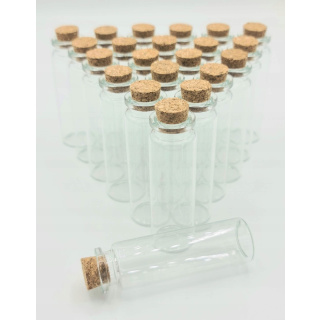 Üveg kémcsövek parafával 70mm átmérőjű 22mm 10db