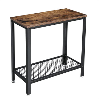 Asztal 60x30x60cm polcos barna fa fém