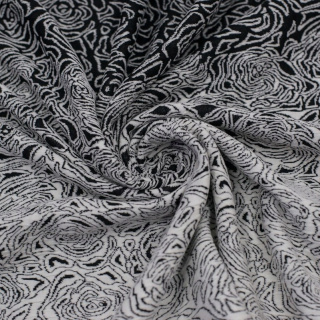 Jacquard anyag fekete-fehér virágok bordűr 0,5m