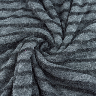 Pulóver anyag kötött grafit csíkos minta 0,5m
