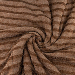 Pulóver anyag kötött rozsda csíkos minta 0,5m