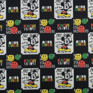 Fekete Mickey Mouse mintás melegítő anyag kötött 0,5m