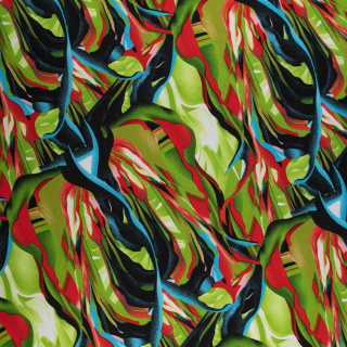 Látka Jersey ITY zöld absztrakt minta kötött anyag 0,5m