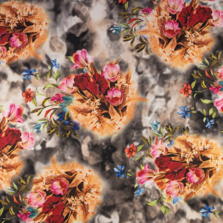 Látka Jersey ITY bézs sima virágos kötöttáru 0,5m