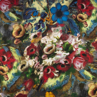 Látka Jersey ITY sima festett virágos kötöttáru 0,5m