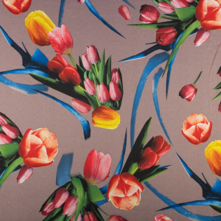 Anyag Jersey ITY sima tulipán mintás kötöttáru 0,5m