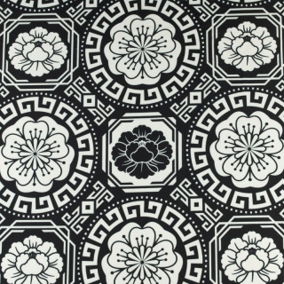 Látka Jersey ITY fekete görög mandala kötött anyag 0,5m