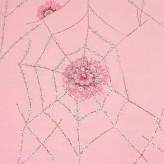 Látka Jersey ITY rózsaszín pókháló csillogó kötöttáru 0,5m