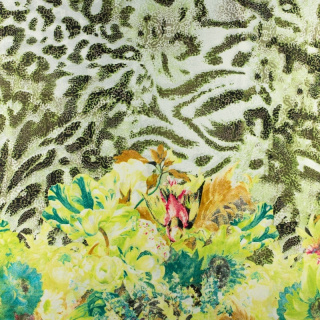 Látka Silki zöld leopárd virágok 0,5m