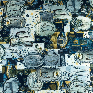 Látka Silki szürke-tengerészkék foltok minta 0,5m