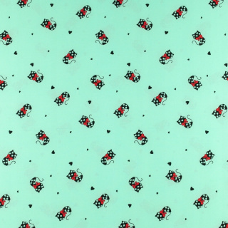 Látka Silki sötét világoszöld cicás minta 0,5m