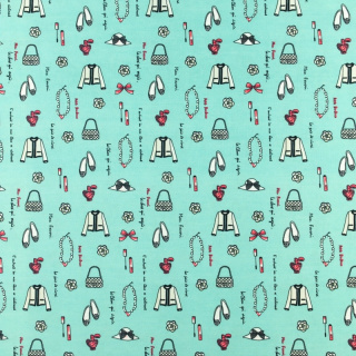 Anyag Silki sötét menta mintás 0,5m