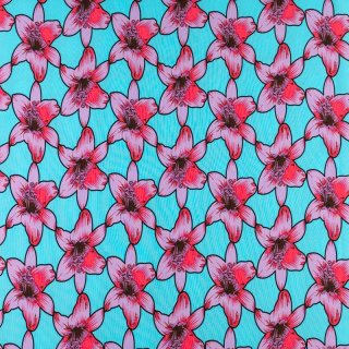 Szövet Silki rózsaszín-lila liliom minta 0,5m