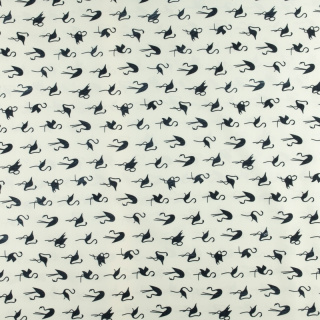 Látka Silki ecru fekete flamingók minta 0,5m