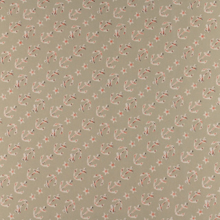 Chiffon anyag bézs sima horgony minta 0,5m