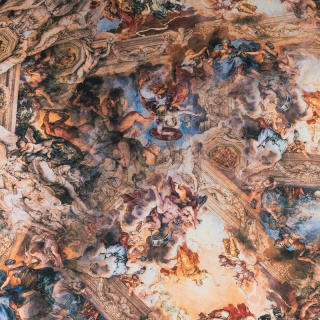 Selyem sifon anyag bézs freskók 0,5m