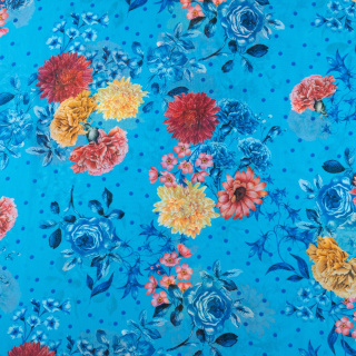 Anyag sifon halványkék sima virág minta 0,5m