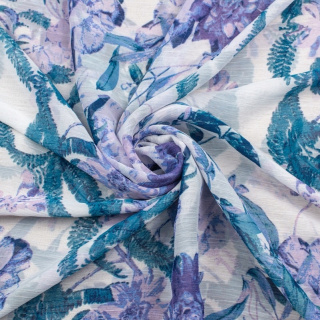 Chiffon anyag fehér sima virág minta 0,5m