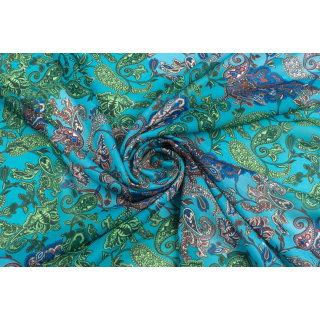 Kék sima paisley mintás sifon anyag 0,5m