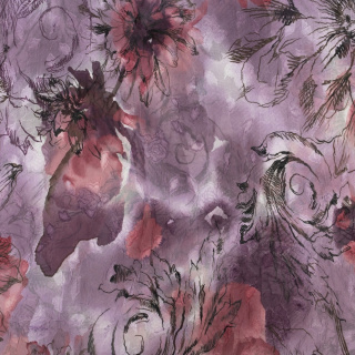 Lila hímzett sifon anyag sima virágok 0,5m