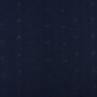 Anyag sifon hímzett tengerészkék sima virágok 0,5m