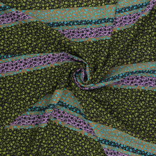 Zöld sima sifon anyag virágminta 0,5m