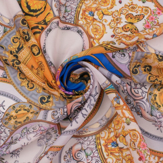 Anyag sifon rózsaszín kék sima olasz minta 0,5m