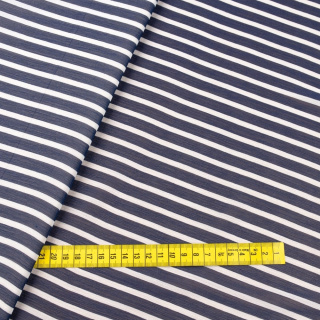 Anyag sifon tengerészkék sima csíkos minta 0,5m