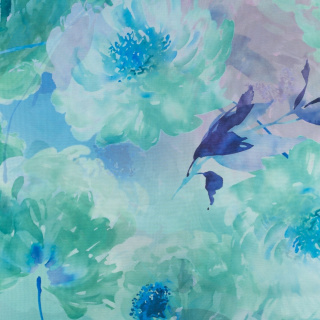 Zöld sima sifon anyag virágminta 0,5m