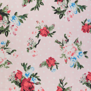 Viskóz anyag virágok pöttyök 100% viszkóz 0,5m