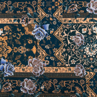 Lágy viszkóz twill tengerészkék sima virágminta 0,5m