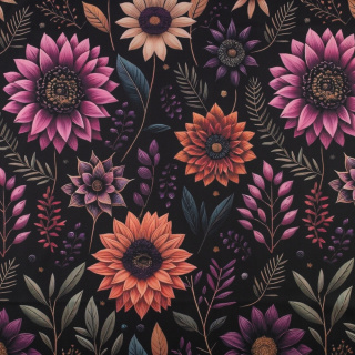 Anyag viszkóz twill sima virágok levelek minta 0,5m