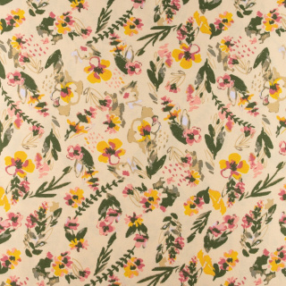 Lágy barack színű virágos viszkóz anyag 100% viszkóz 0,5m