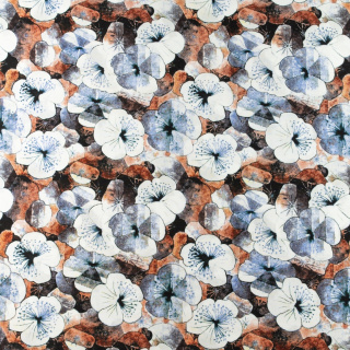 Lágy viszkóz barna-szürke virágok 100% viszkóz 0,5m