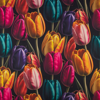 Anyag viszkóz twill fekete sima tulipán minta 0,5m