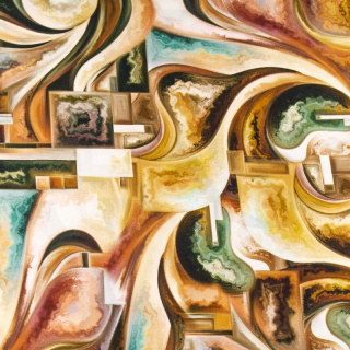 Barna viszkóz anyag kubizmus minta 100% viszkóz 0,5m