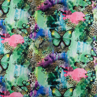 Lágy viszkóz twill zöld sima pillangó minta 0,5m