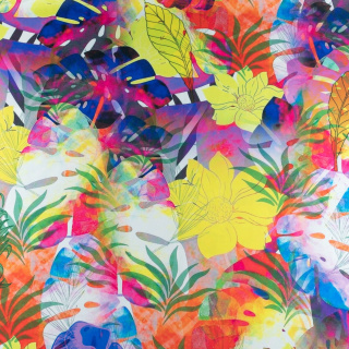 Anyag viszkóz twill sima színes virágminta 0,5m